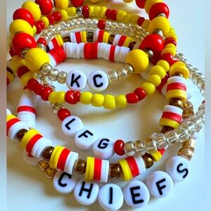 CHIEFS Stack Bracelets - Handmade - KC Chiefs
